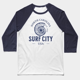 Surf City, NC Summertime Vacationing Seashell Baseball T-Shirt